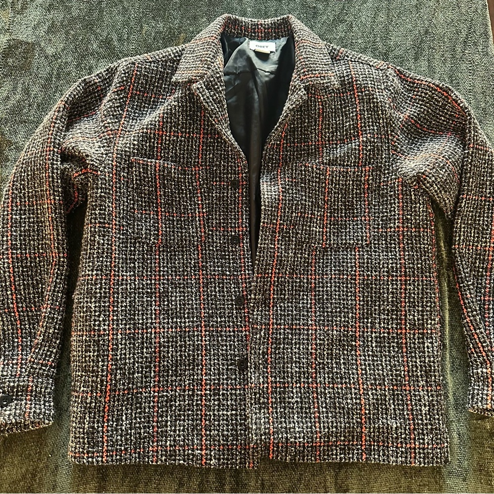 Obey tweed shirt jacket shacket